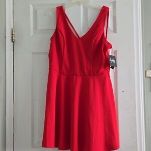 by & by Red Cocktail Mini Dress V-Neck A-Line